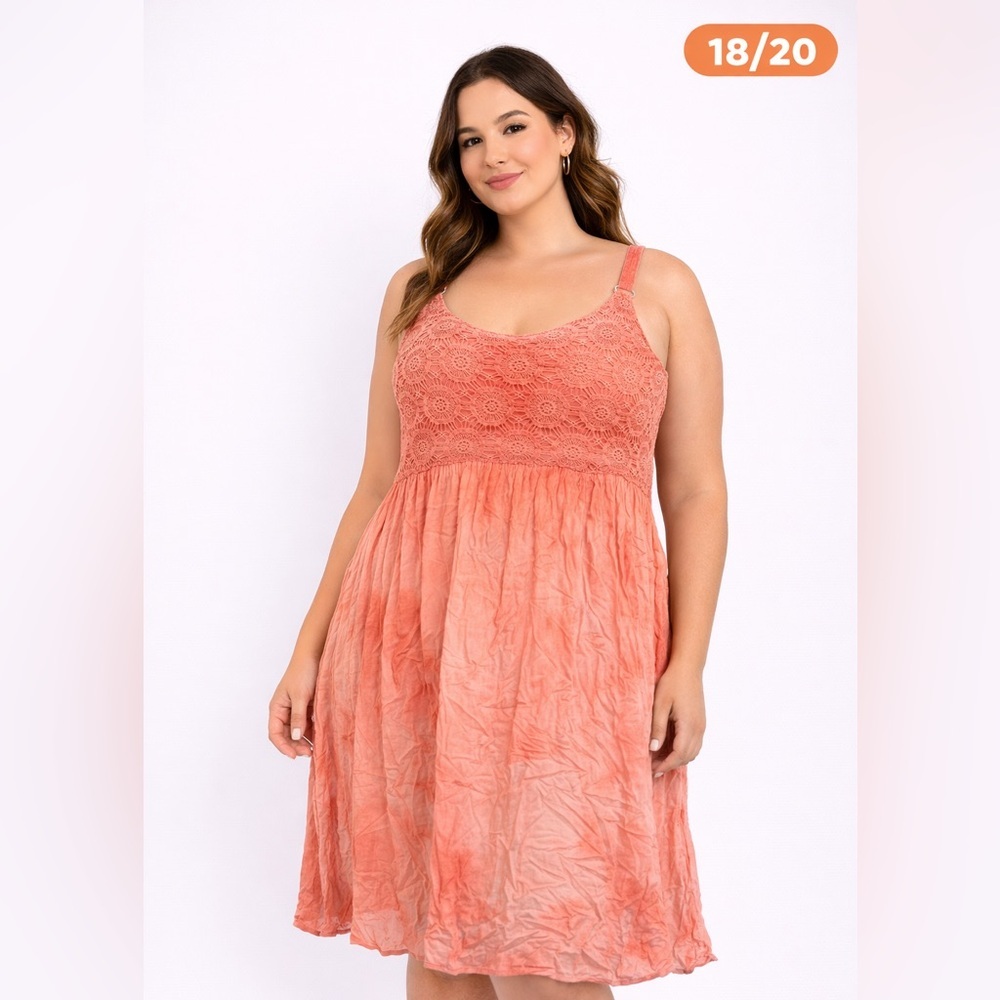 Avenue Coral Lace Dress 18/20 pit to pit 19in length 36in